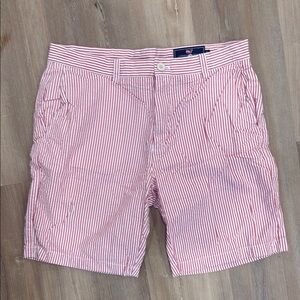 Vineyard Vines Red and White Flat Front Shorts